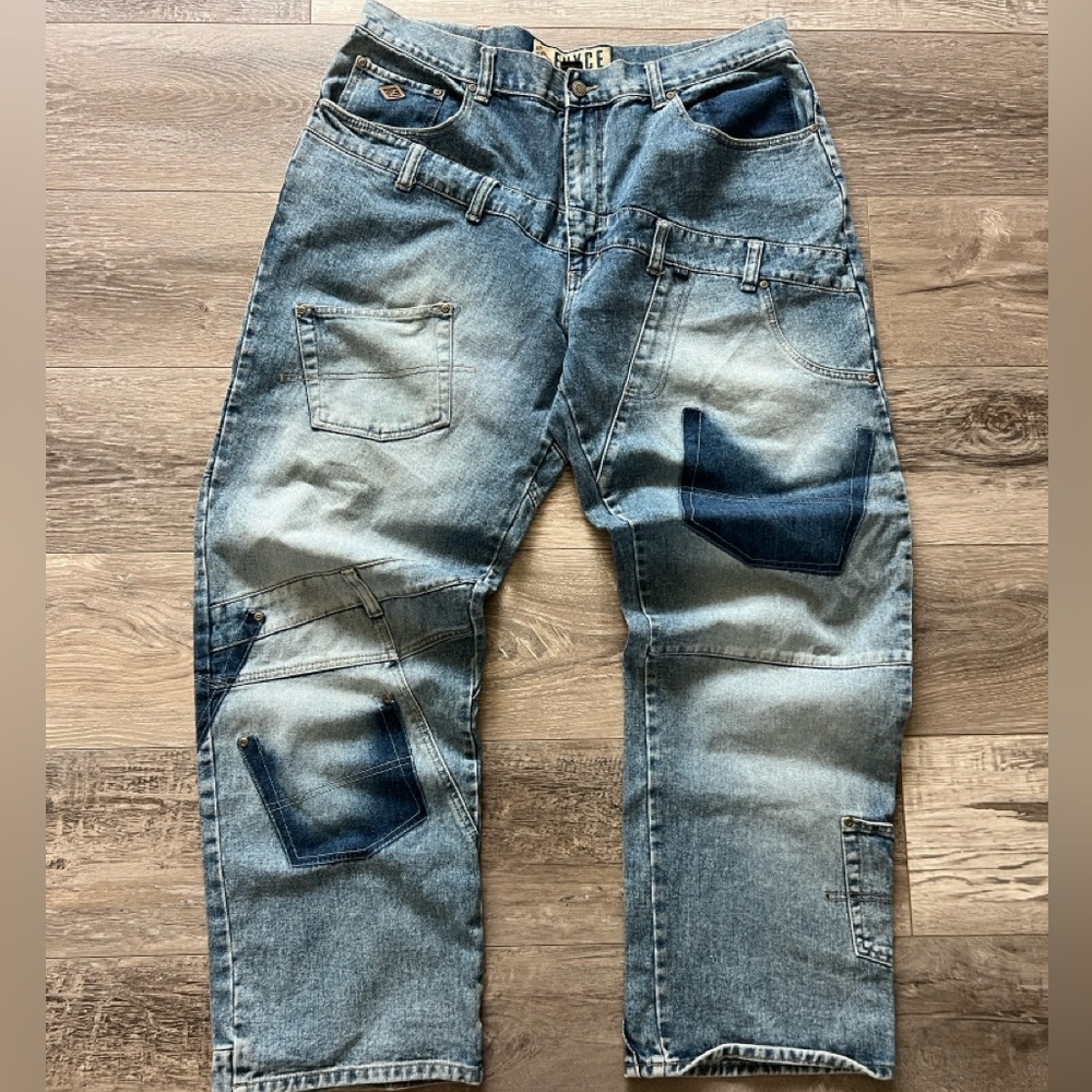 Enyce Y2K Boho Patches Baggy Pocket Men’s Blue Jeans